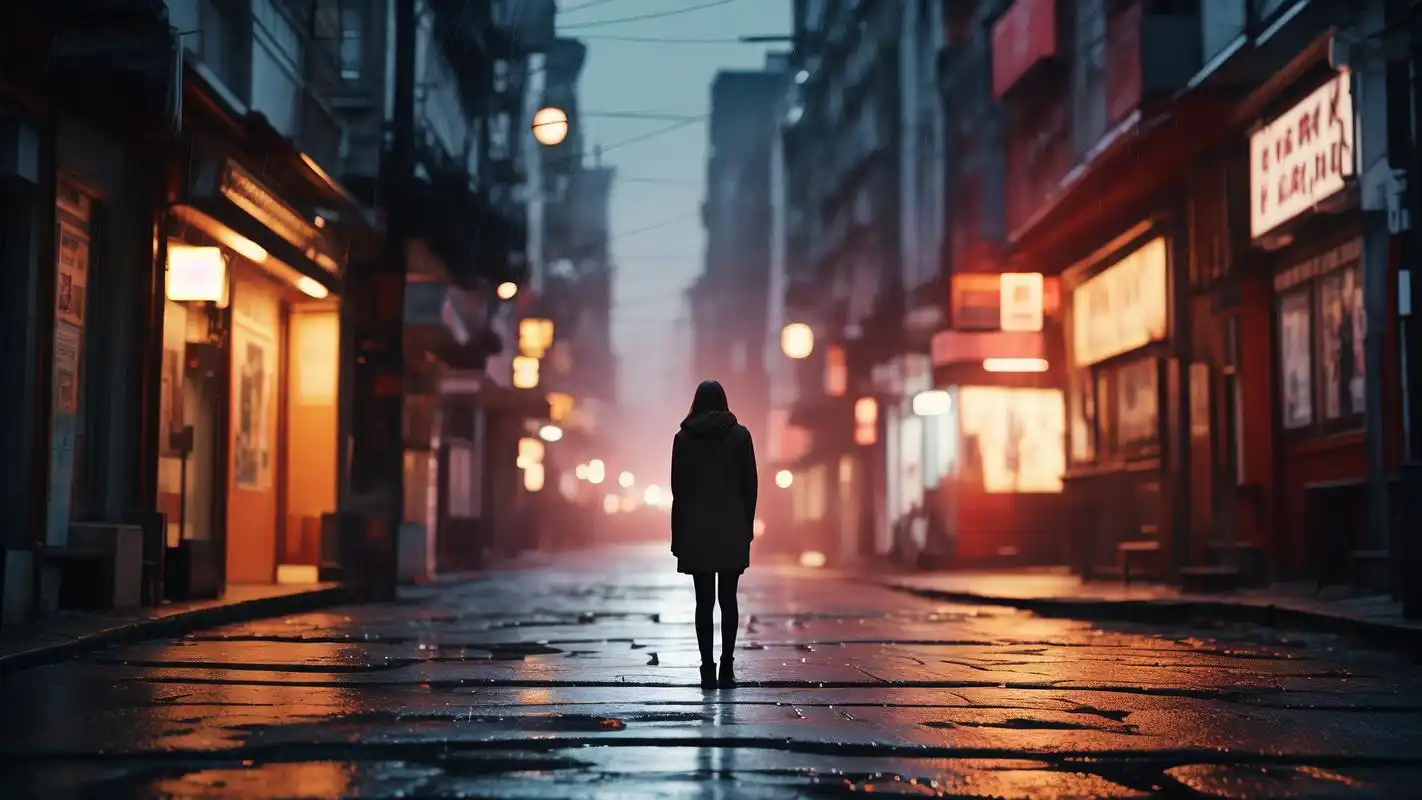 孤独背影,街景壁纸,伤感氛围拉满91 孤独背影,行走在寂静的街头,每