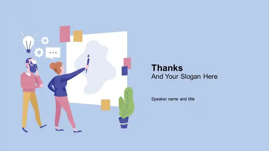 插画扁平简约商务工作总结报告ppt模板