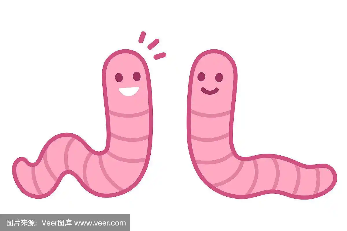可爱的,卡通,蚯蚓,背景分离,漫画书