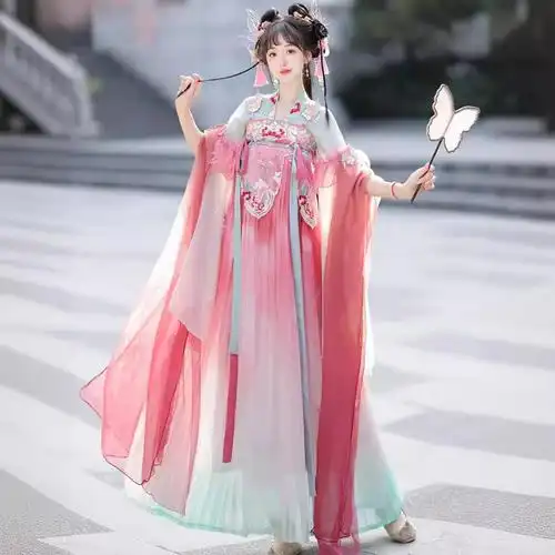 古装汉服锦衣惊春唐制齐胸裙破烂袖衫刺绣汉服女日常仙气春夏女款