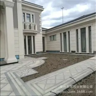 供应浅米色沉香米黄大理石大板加工别墅外墙干挂板异形窗套线条