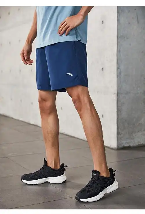 安踏运动裤男夏季梭织速干透气五分裤跑步健身休闲训练冰丝黑色短裤