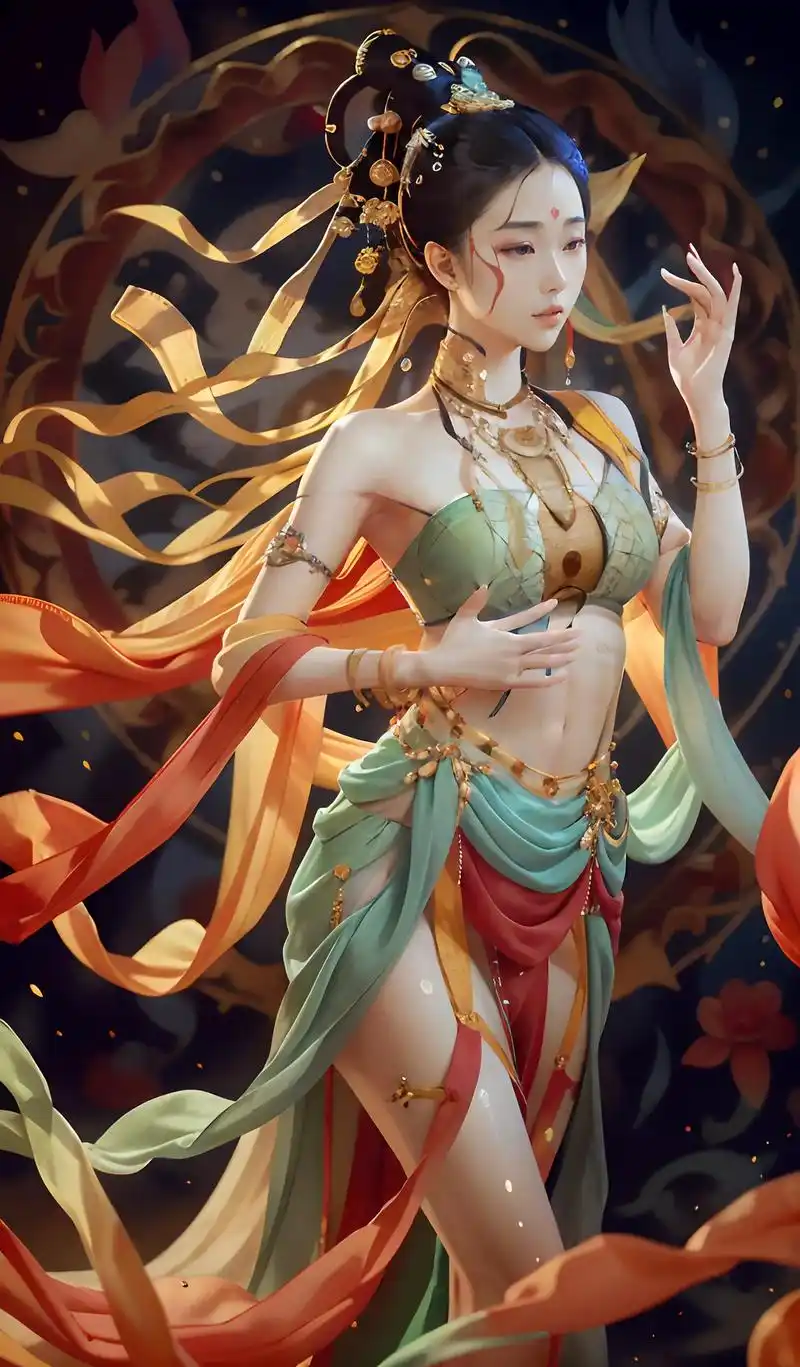 敦煌飞天美女图.在敦煌石窟中,有一种神秘而优美的形象,那就是 - 抖音