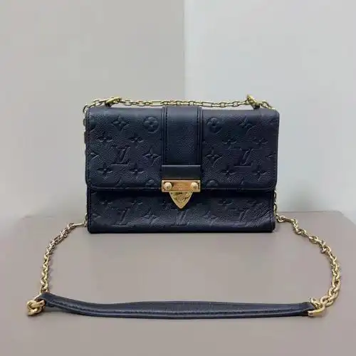 97新lv/路易威登 saint sulpice 黑金链条包全皮压纹 链条包单肩