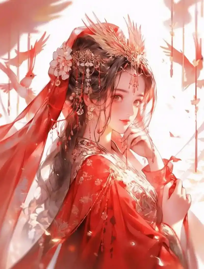 红衣古装美女#古风# #壁纸# #头像