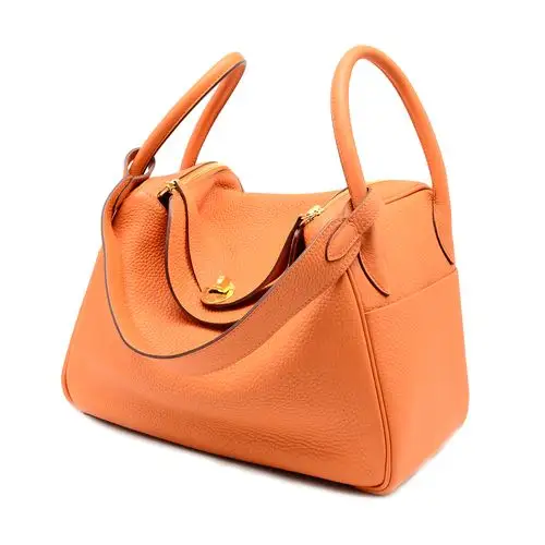 [9.8新]爱马仕lindy女士橘色手提包