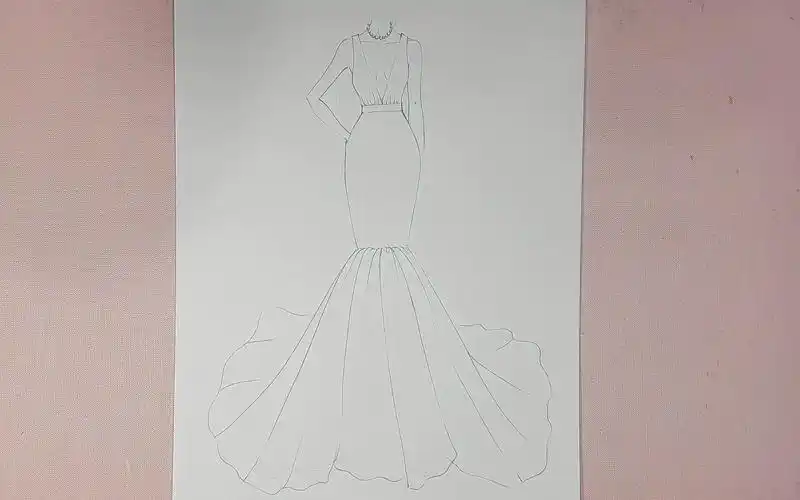 服装设计手绘学习鱼尾裙时装画线稿