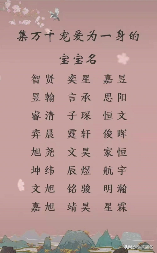弘宗文化起名:好听稀少的男孩名字,大气回荡