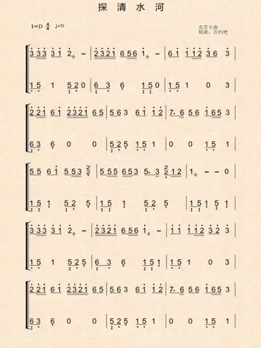 张云雷《探清水河》纯筝双手版古筝谱_古筝_影视_音乐