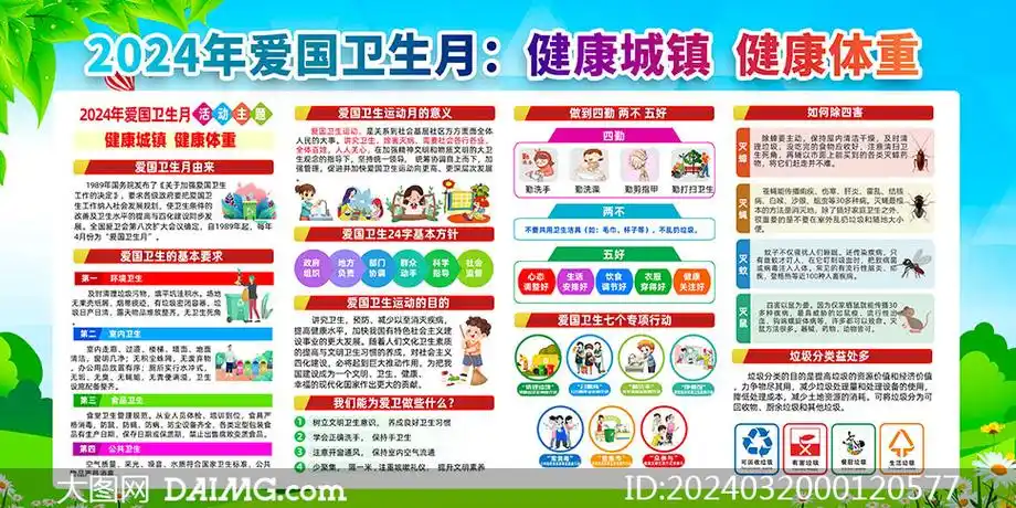 2024年爱国卫生月展板psd素材