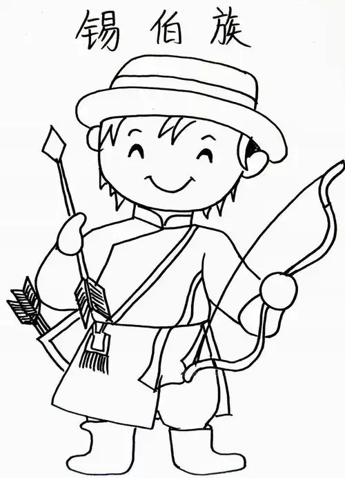 锡伯族小男孩简笔画