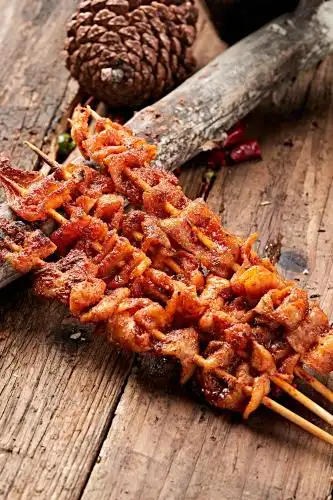 美味串烤鸡皮 美味佳肴
