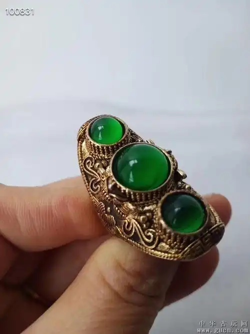清代老翡翠乾隆年制景泰蓝金镶翡翠戒指 - 中华古玩网 - 古董收藏