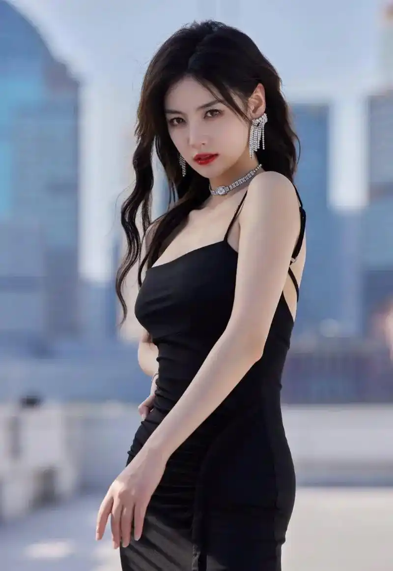 赵粤,穿黑色吊带内衣衬托的性感迷人