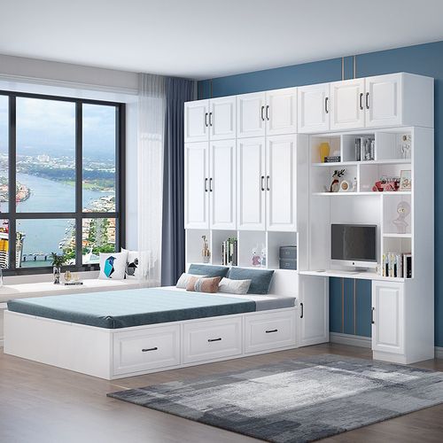 榻榻米床柜一体床家用卧室实木衣柜床小户型多功能储物组合床定制