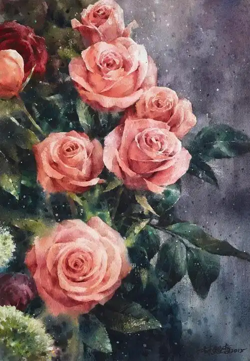 围观神仙画画看看大师是如何画水彩花卉