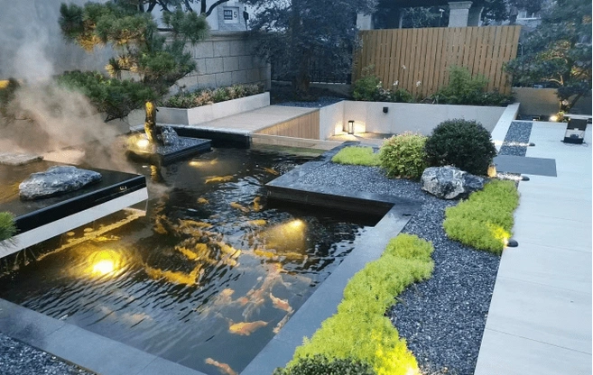 装扮院庭院设计│如何保证生态鱼池的水质清澈?_池塘_植物_整装