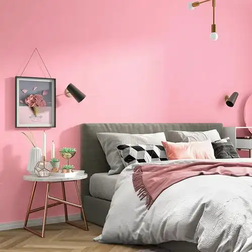 粉色ins墙纸少女卧室可爱公主粉脏粉红色纯色无纺布墙纸