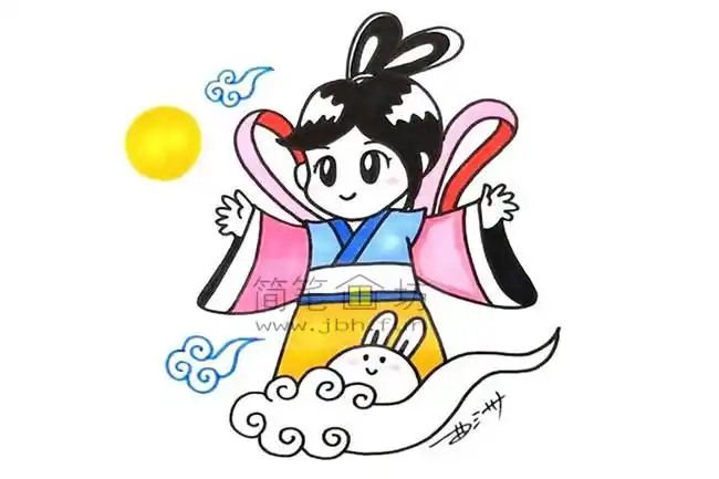 卡通嫦娥简笔画画法教程(6)