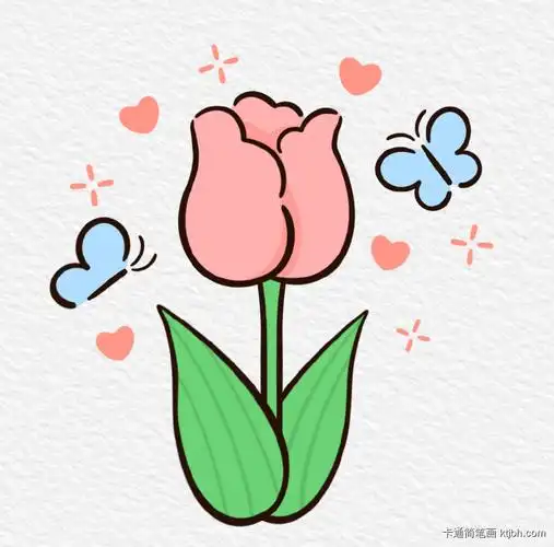 简单漂亮的郁金香简笔画图片-卡通简笔画