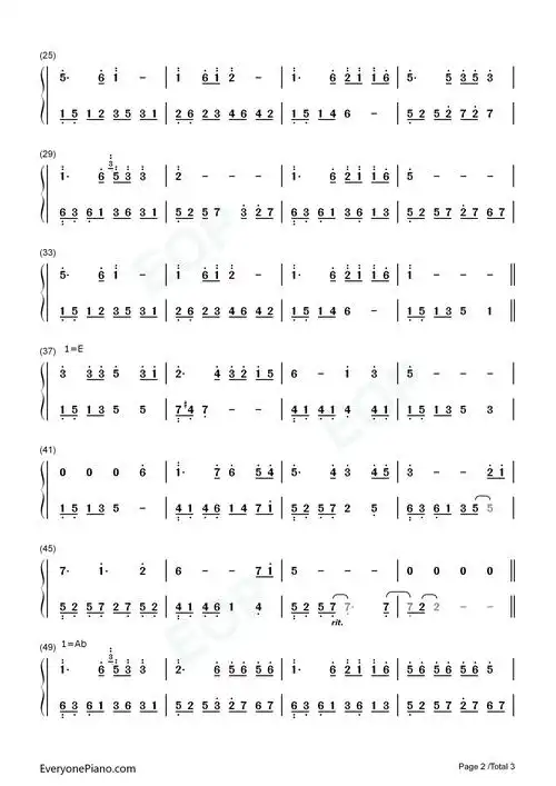 莫失莫忘-好听版双手简谱预览2-钢琴谱文件(五线谱,双手简谱,数字谱