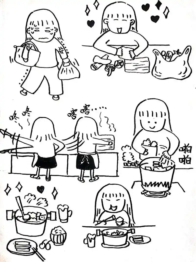 简笔画    |  小人物做饭篇 打卡做饭小场景.