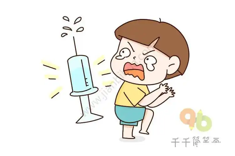 成长的烦恼 害怕打针的小男孩简笔画步骤图