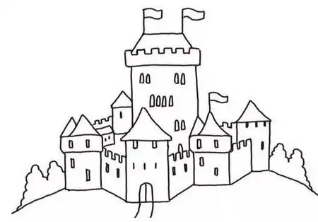 漂亮简单城堡简笔画大全 中级简笔画教程-第10张