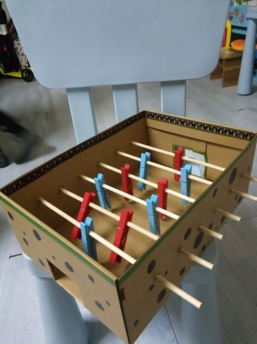 幼儿废旧物品手工制作 足球机手工教具 幼儿diy玩具 纸盒手工玩具