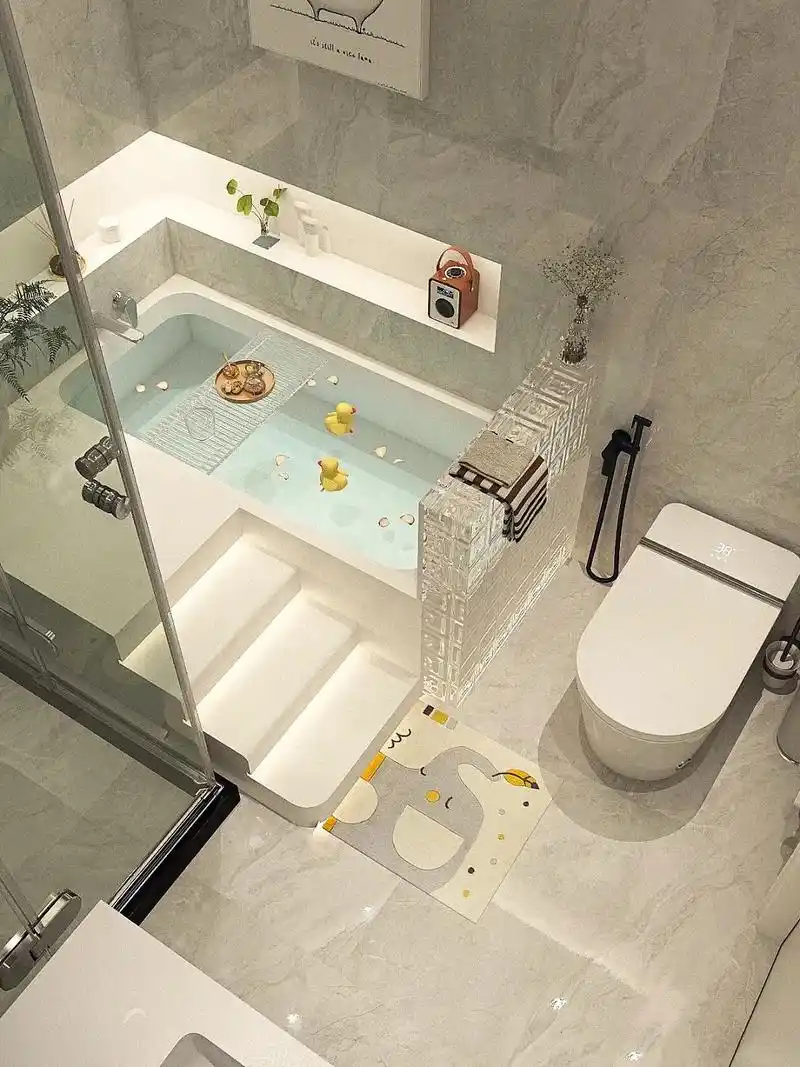 年轻人的浴室怎么少的了自建浴缸辛苦一天了回家就可以美美泡一个玫瑰