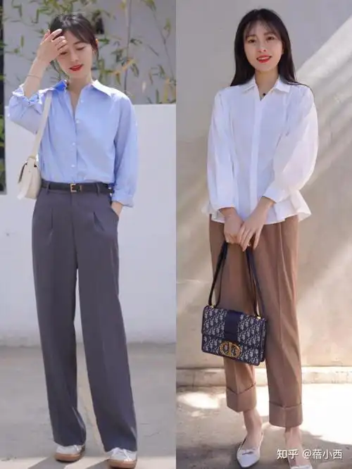 衬衫 长裤衬衫与长裤的组合在生活中还是比较常见的,现在很多女生喜欢