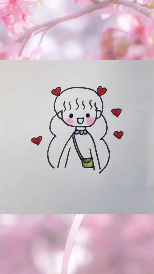 活动作品有手就行画小女孩