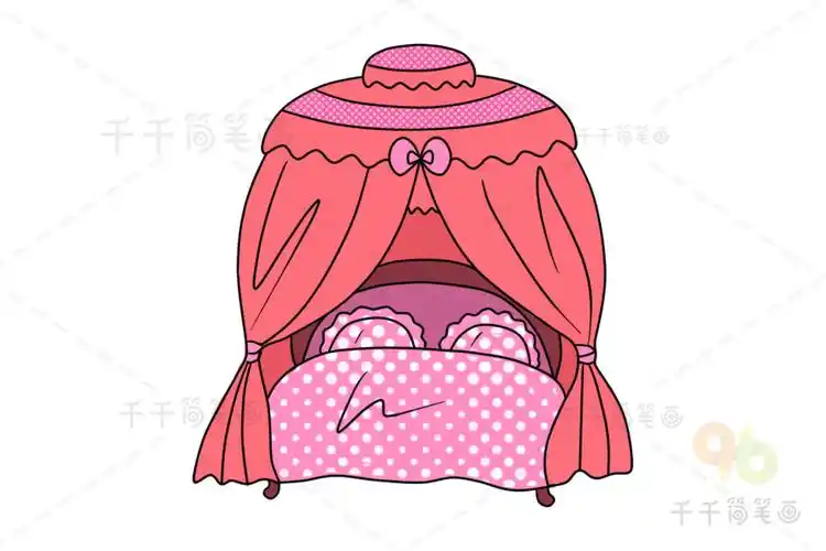 漂亮的公主床简笔画图片