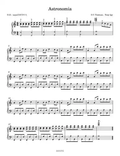 astronomia(黑人抬棺bgm)-c调简易钢琴谱-虫虫钢琴