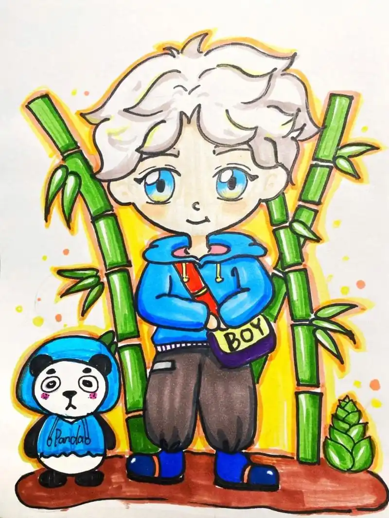 动漫男生 #马克笔# #卡通画# #儿童画# #动漫# #动漫男生