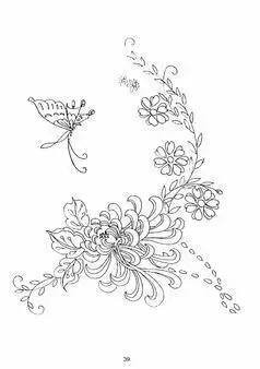 花卉简笔画刺绣图案