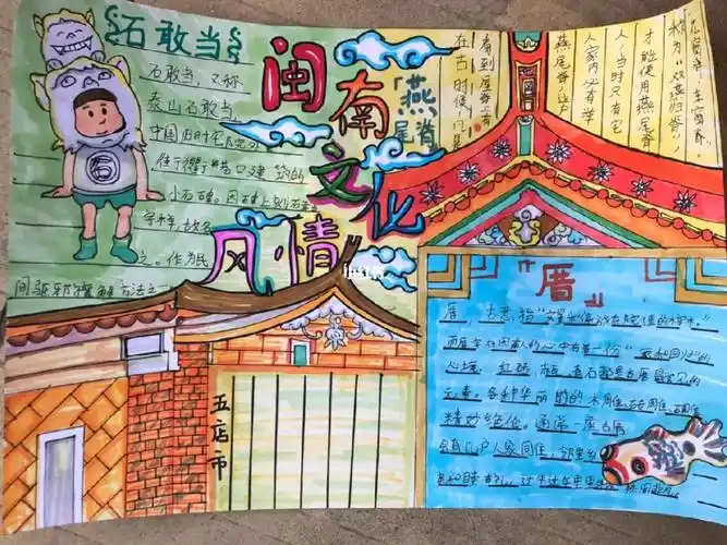 闽南文化手抄报儿童画