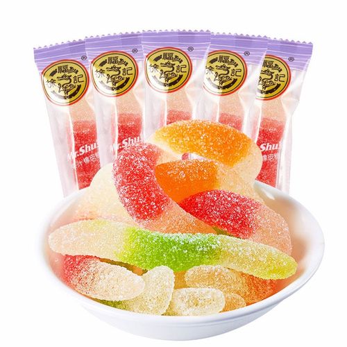徐福记蚯蚓形橡皮糖500g(约36个)果汁软糖qq糖喜糖糖霜新年糖