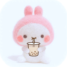 喝奶茶 - 可爱的兔子表情包