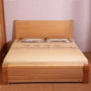 实木榉木双人床图片