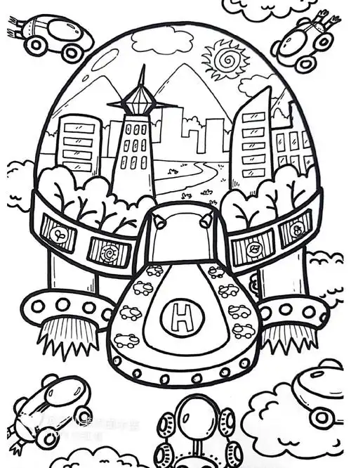 创意儿童画《未来城市》少儿美术科幻课件