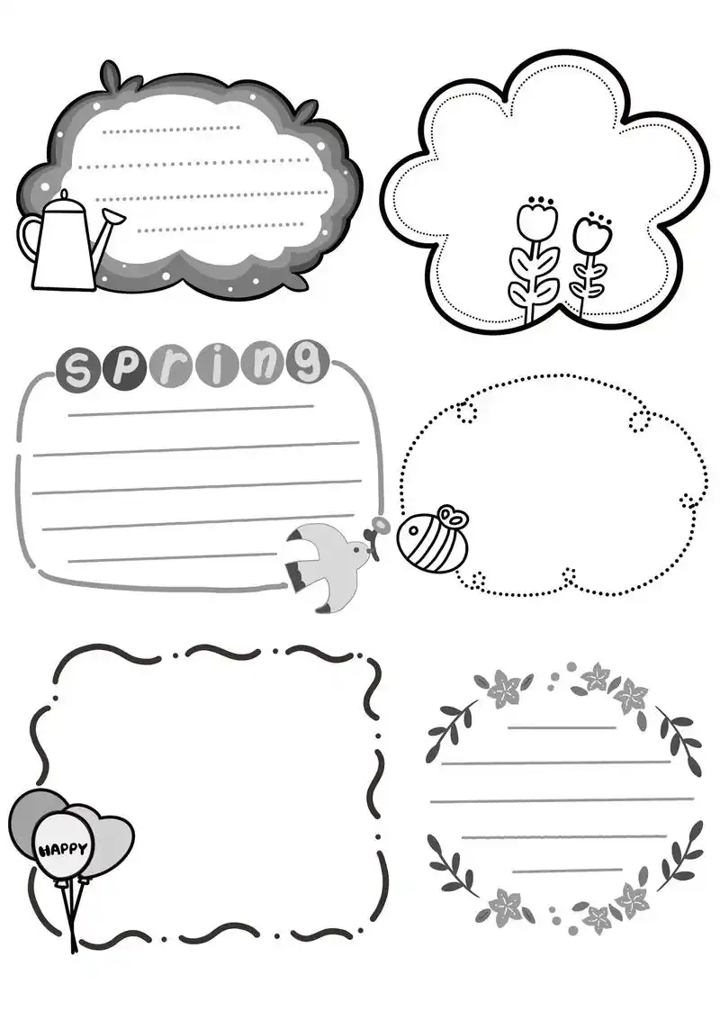 春日系手抄报手帐边框素材