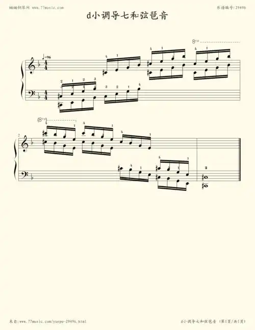 钢琴谱 - d小调导七和弦琶音 考级