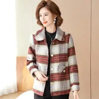 女装>汀慕梵>汀慕梵早春妈妈外套春秋季40-50岁毛呢中年妇女秋装时尚