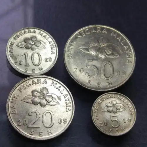 0元起拍,马来西亚硬币一套四枚