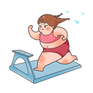 胖女孩跑步卡通减肥元素