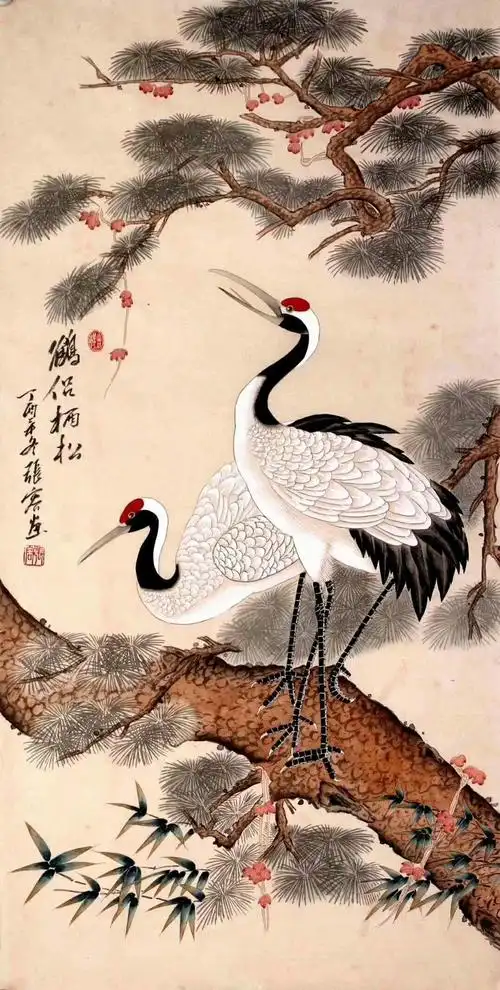 松鹤延年国画作品欣赏 松鹤延年国画作品欣赏图片