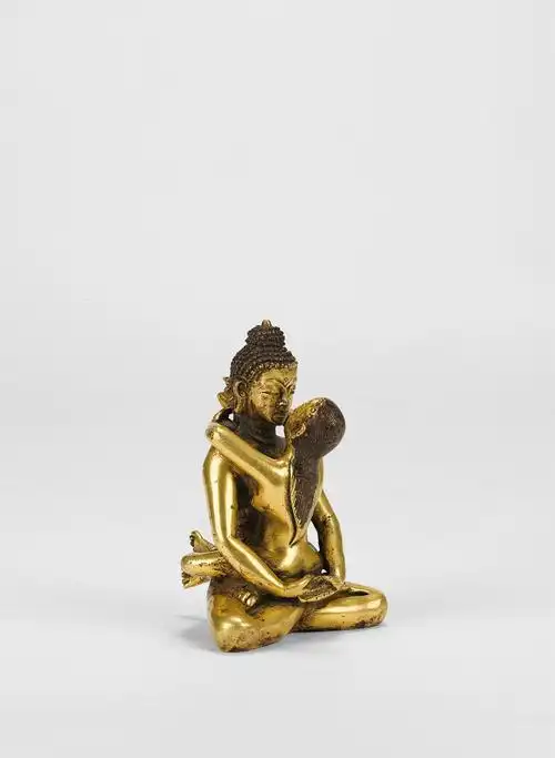 17世纪铜鎏金欢喜佛