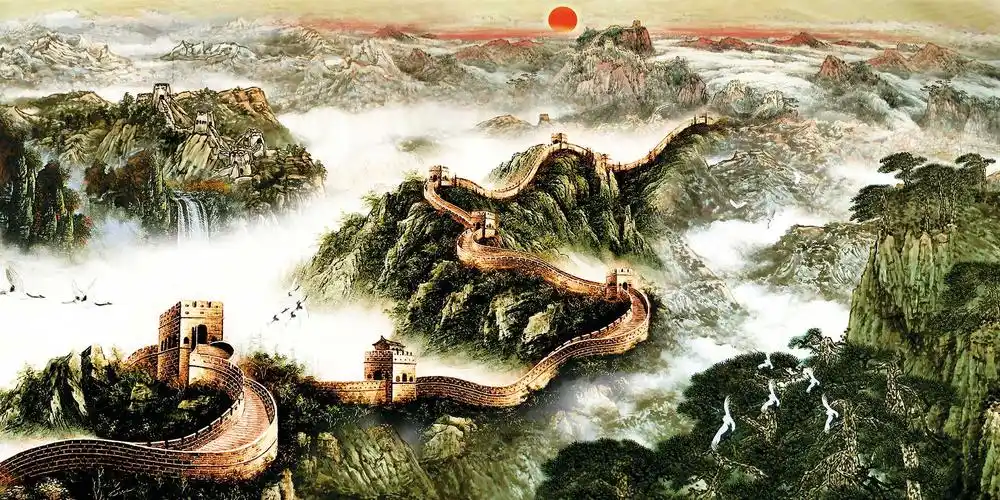 [装饰画高清大图]0043_风水画_风俗风水山水画第01辑-金色长城_25197