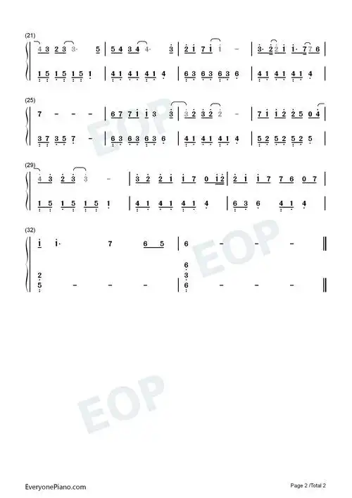 难得有情人c调简单版双手简谱预览2